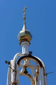 Vladivostok, Primorsky Krai. Chapel against the blue sky on the Eagle Hill.