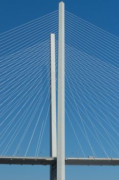 Detail of the bridge across the Golden Horn Bay, Vladivostok, Russian.