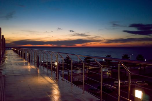 Sochi, Russia. Adler train station in the evening.