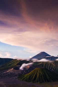 Mount Bromo volcanoes in Bromo Tengger Semeru National Park, East Java, Indonesia.