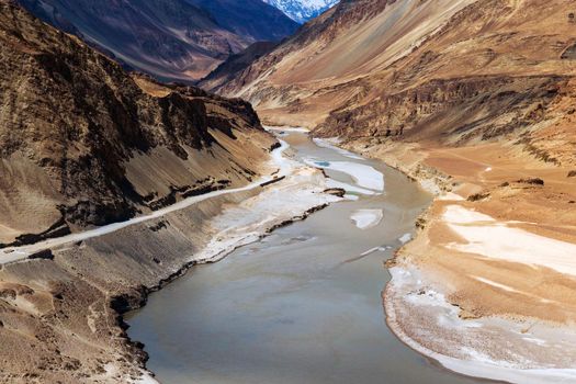 Confluence of Zanskar and Indus rivers - Leh, Ladakh, India
