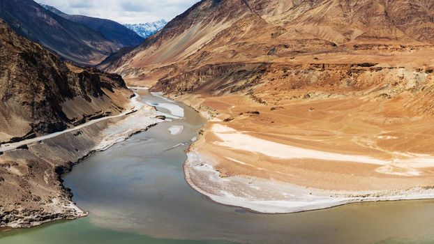 Confluence of Zanskar and Indus rivers - Leh, Ladakh, India.
