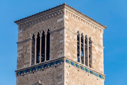 terni.italy jenuary 30 2021:bell tower of the church of San Francesco in terni