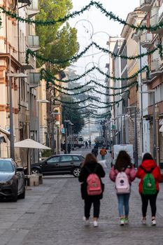 terni.italy jenuary 30 2021:Tacito course in Terni with walking students