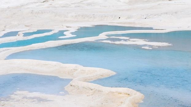 Natural travertine pools and terraces at Pamukkale ,Turkey. Pamukkale, meaning cotton castle in Turkish,Turkey