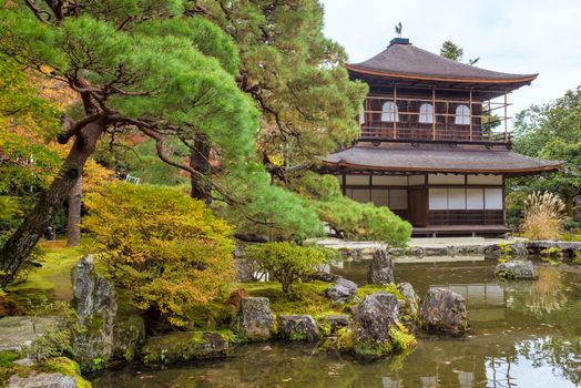 Japanese templae and zen garden for relaxation balance and harmony spirituality in Kyoto,Japan