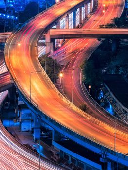 Expressway road in the centre of Bangkok,Thailand. Expressway is the infrastructure for transportation in big city.