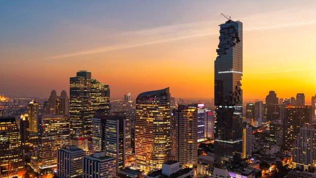 Panorama Cityscape view of Bangkok modern office business building in business zone at Bangkok,Thailand. Bangkok is the capital of Thailand and also the most populated city in Thailand.