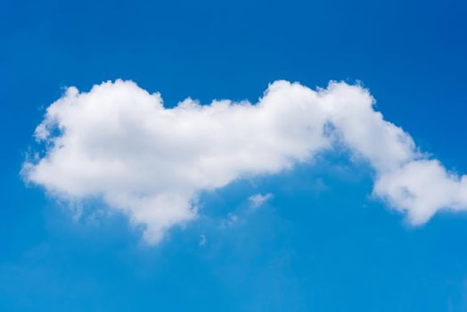 Single nature white cloud on blue sky background in daytime, photo of nature cloud for freedom and nature concept.