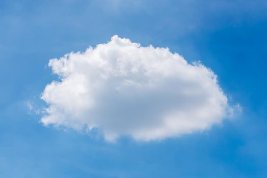 Single nature white cloud on blue sky background in daytime, photo of nature cloud for freedom and nature concept.