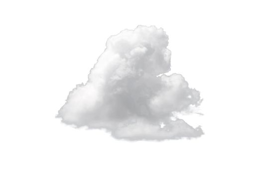 Nature single white cloud isolated on white background. Cutout clouds element design for multi purpose use.