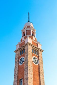 Classic clock tower with clear sky in Tsim Sha Tsui, Kowloon, Hong Kong