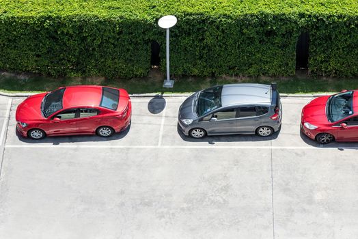 Parking area with small garden for cars in general public park