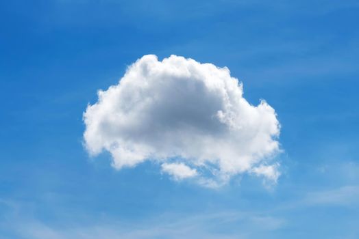 Single nature white cloud on blue sky background in daytime, photo of nature cloud for freedom and nature concept.