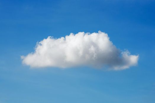 Single nature white cloud on blue sky background in daytime, photo of nature cloud for freedom and nature concept.