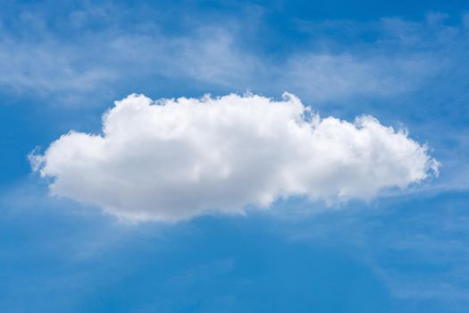 Single nature white cloud on blue sky background in daytime, photo of nature cloud for freedom and nature concept.