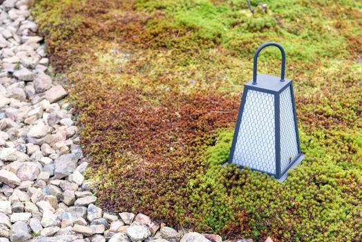 Japanese zen garden meditation stone in lines sand for relaxation balance and harmony spirituality or wellness in Kyoto,Japan