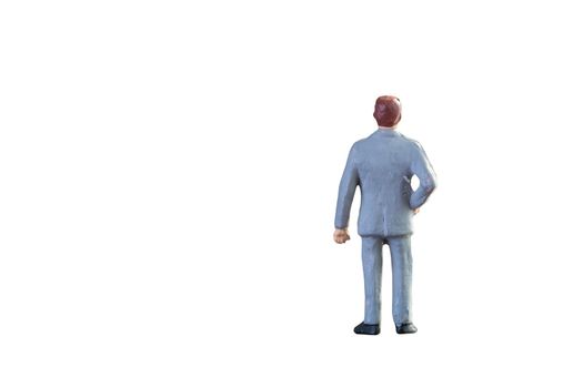 Close up of Miniature businessman people isolated with clipping path on white background.Elegant Design with copy space for placement your text, mock up for business concept