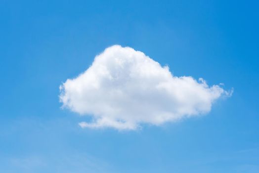 Single nature white cloud on blue sky background in daytime, photo of nature cloud for freedom and nature concept.