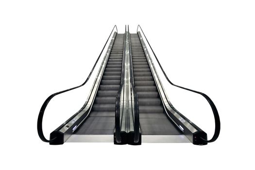 The Escalator moving isolated on white background.Object isolated with clipping path