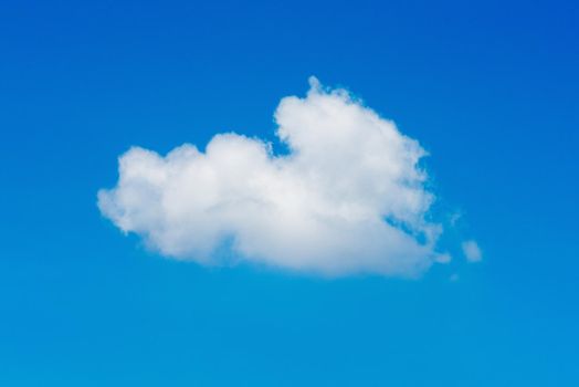 Nature single white cloud on blue sky background in daytime, photo of nature cloud for freedom and nature concept