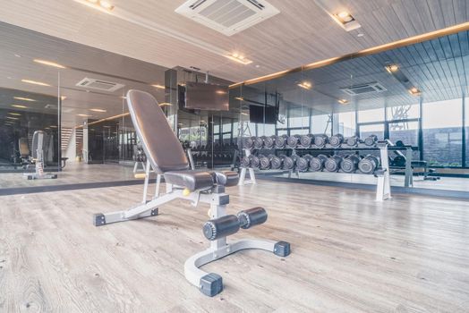 Fitness gym with the modern sport equipment. Fitness gym is a modern lifestyle for sport workout 