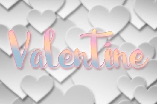 Valentine word on Paper valentine love heart symbol with drop shadows background. Element design for background,backdrop and valentine love heart concept