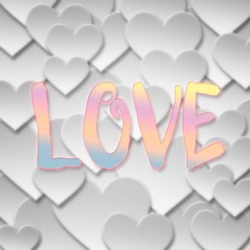 Love word on Paper valentine love heart symbol with drop shadows background. Element design for background,backdrop and valentine love heart concept 