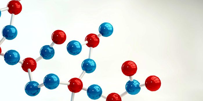 Molecules Background in Blue and Red as a Science Concept