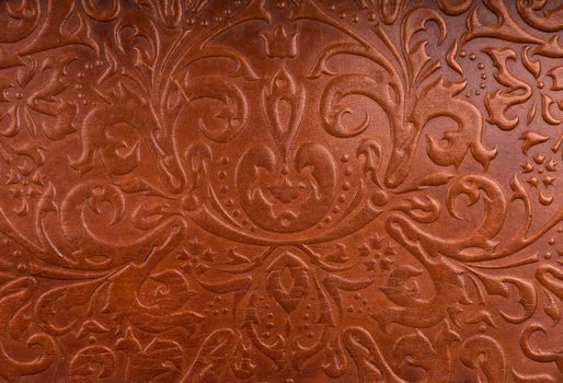 The Leather floral pattern background close up