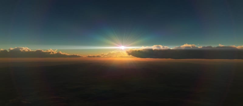 sunrise above in clouds 3d illustration render