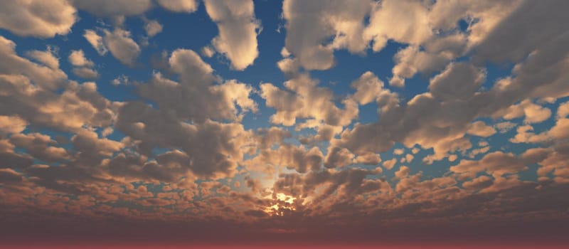 panorama gold sunset sun ray, 3d illustration render