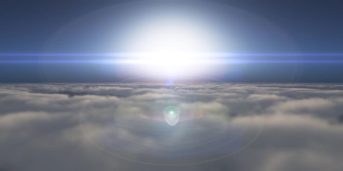 high above clouds sunset 3d render illustration