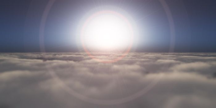 high above clouds sunset 3d render illustration