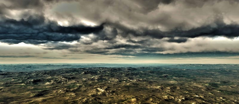 landscape area panorama clouds 3d render illustration