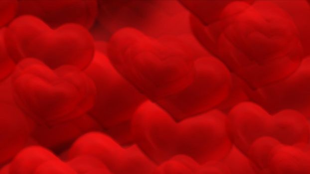 red hearts closeup abstract background illustration render