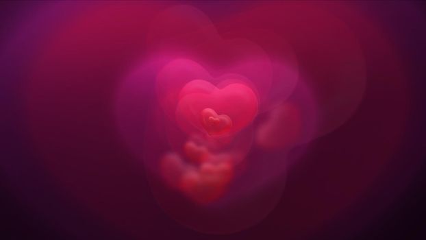 romantic hearts abstract background card. render illustration