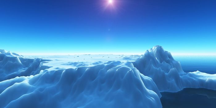 ice berg on see 3d render illustration