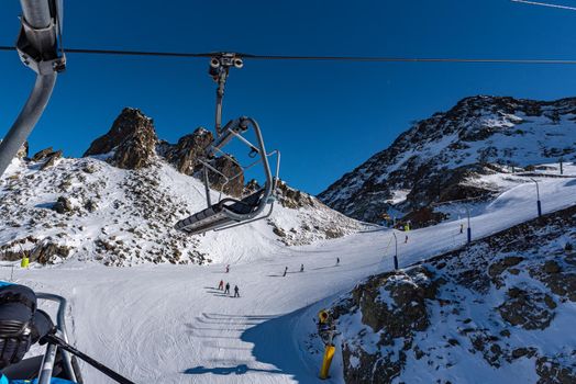 Ordino Arcalis by Grandvalira Pyrenees station in winter 2021.
