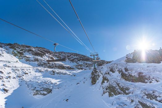 Ordino Arcalis by Grandvalira Pyrenees station in winter 2021.