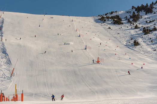 Grandvalira, Andorra: 2021 January 17: Grandvalira ski resort in Grau Roig Andorra in time of COVID19 in winter 2021.