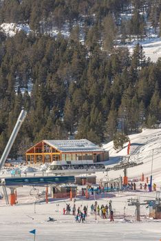 Grandvalira, Andorra: 2021 January 17: Grandvalira ski resort in Grau Roig Andorra in time of COVID19 in winter 2021.