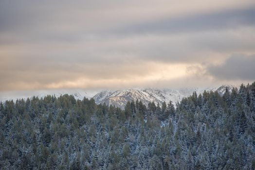 Sunset with snow in the Pyrenees in Arinsal, Andorra.