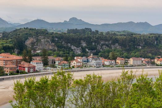 Ribadesella village aerial view in Asturias of Spain.