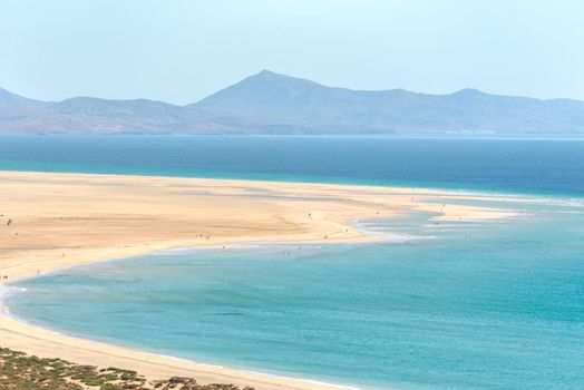 View at Playa de Sotavento, Fuerteventura in Spain in summer.