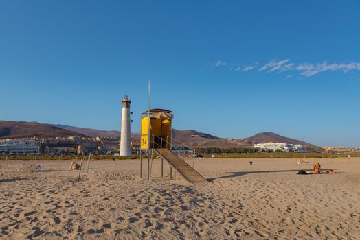 Morro Jable, Fuerteventura, Spain : 2020 October 08 : Gente de camino al faro de Morro Jable en la Isla de Fuerteventura en España en el verano del 2020.