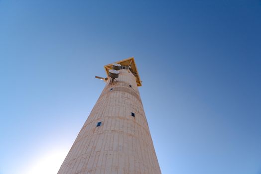 Lighthouse on the Island of Fuerteventura in Spain in the summer of 2020.