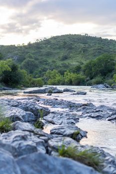 Sunset on the Quilinzo River in Villa Cañada del Sauce, Cordoba, Argentina.