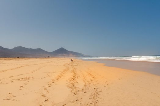 Virgin beaches on the island of Fuerteventura. Cofete beach on the island of Fuerteventura, Spain.