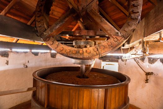 Antigua, Spain – October 4, 2020: Traditional building converted into a Majorero cheese museum, in Antigua in the inner part of Fuerteventura Island.